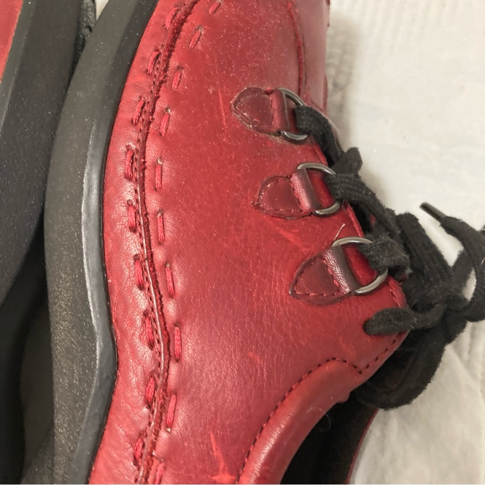Ziera Shoes Sz EU37 US7 Red Leather Lace Up Comfort Flats All Sorts - Picture 7 of 16